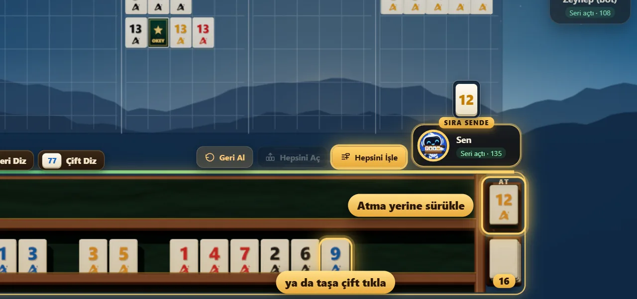 Taşı atma yerine sürükle ya da çift tıkla