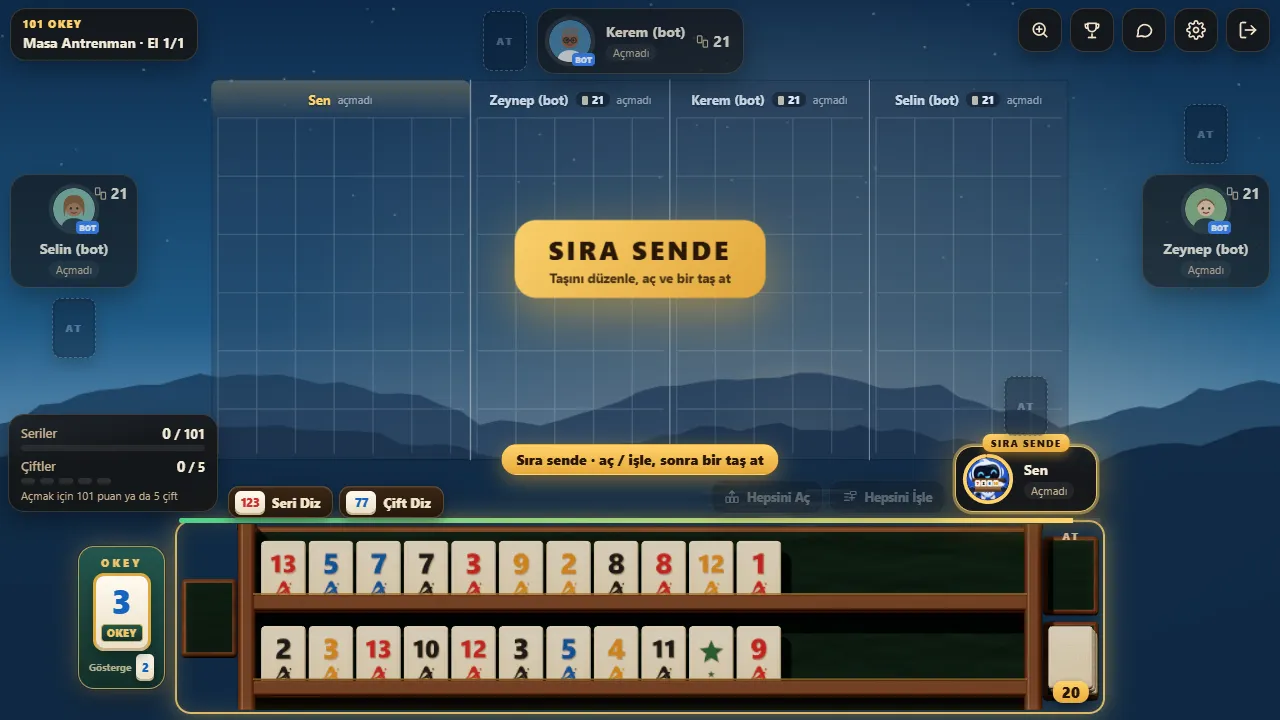 Sıra sende: 101 Okey masası